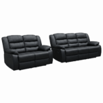 Roma 3+2 Manual Recliner Black Faux Leather