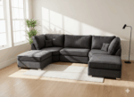 Prime Ushape Fullback Sofa Plush Velvet – Image 2