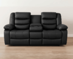 Roma 3+2 Manual Recliner Black Faux Leather – Image 2